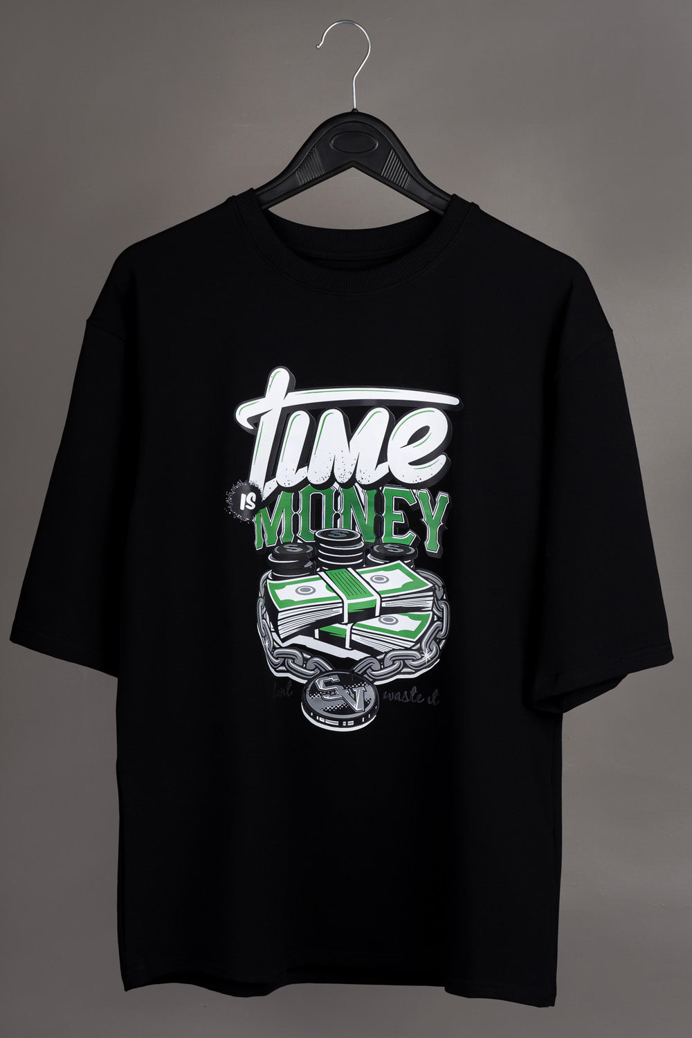 Time is money print over-sized t-shirt
