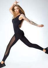 Mesh Black Sleeveless Jumpsuit unitard