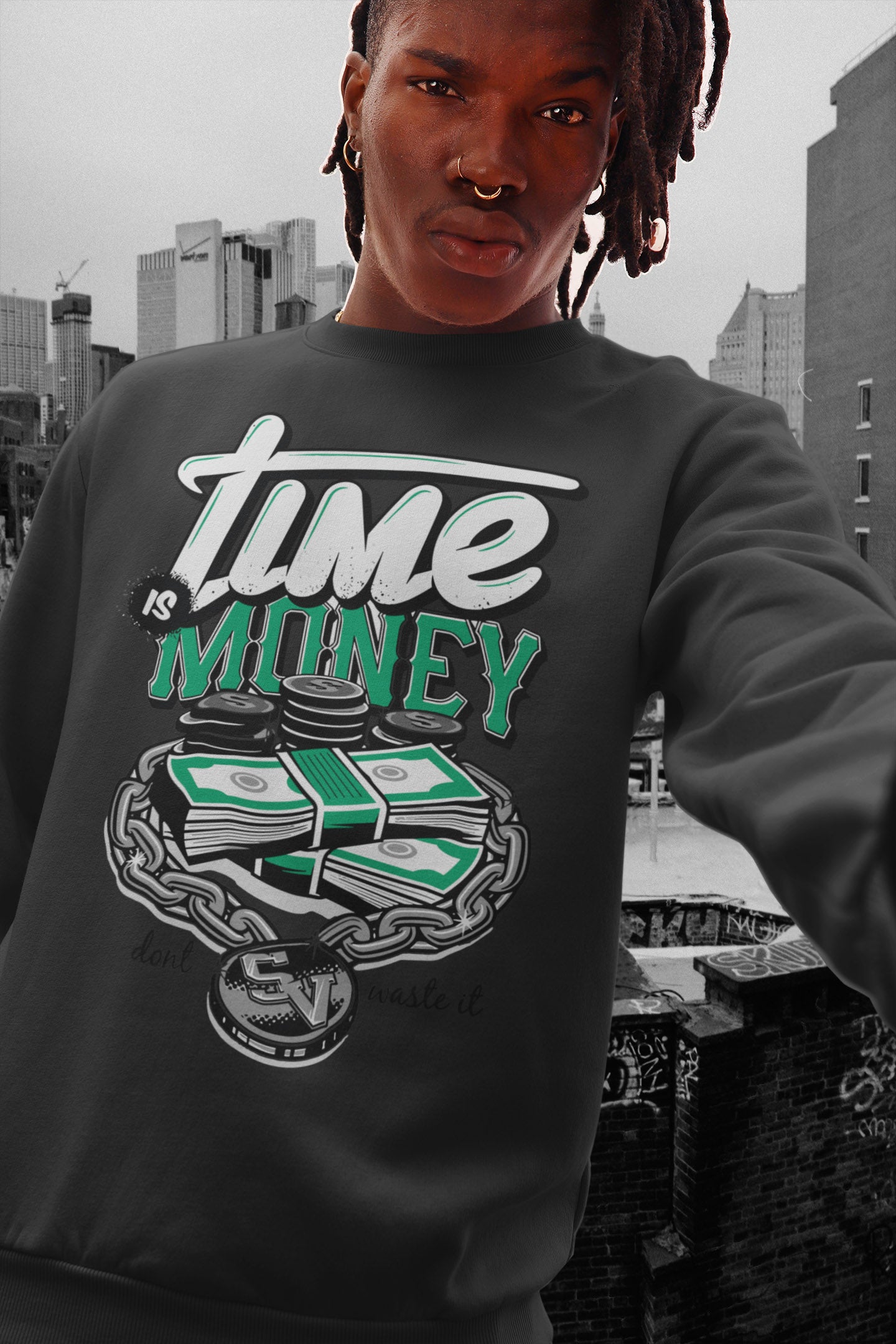Time Is Money Relaxed Fit Sweatshirt For Men