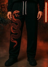 Aisthetikos Black Snake Print Baggy Sweatpants – Streetwear Joggers