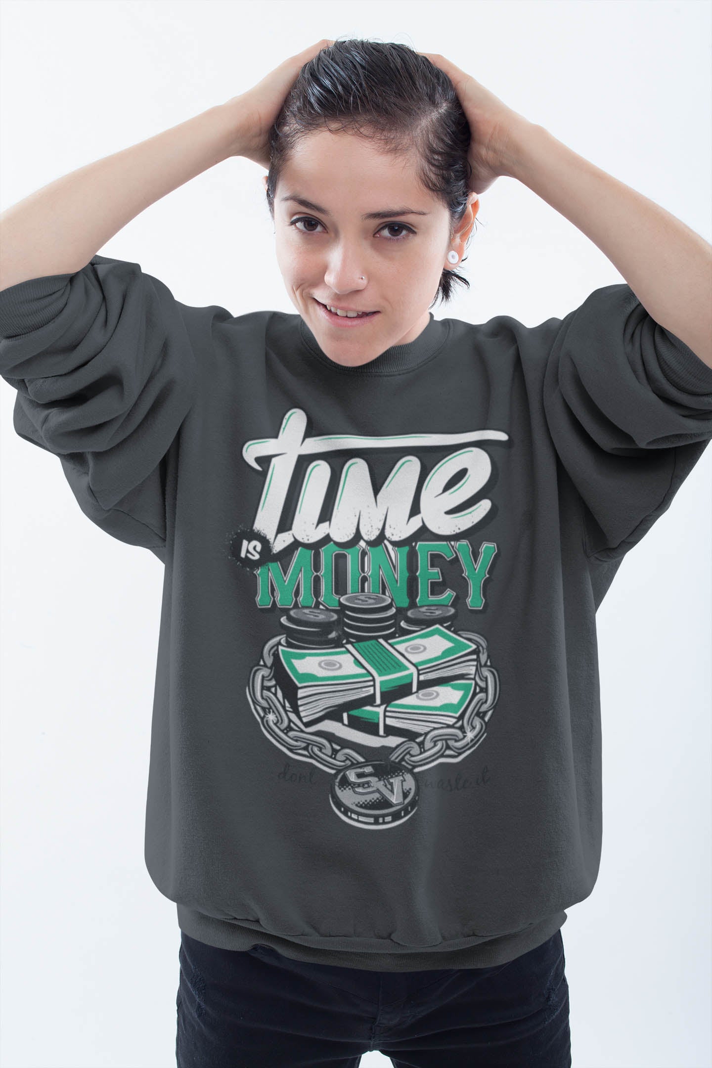 Time Is Money Relaxed Fit Sweatshirt For Women