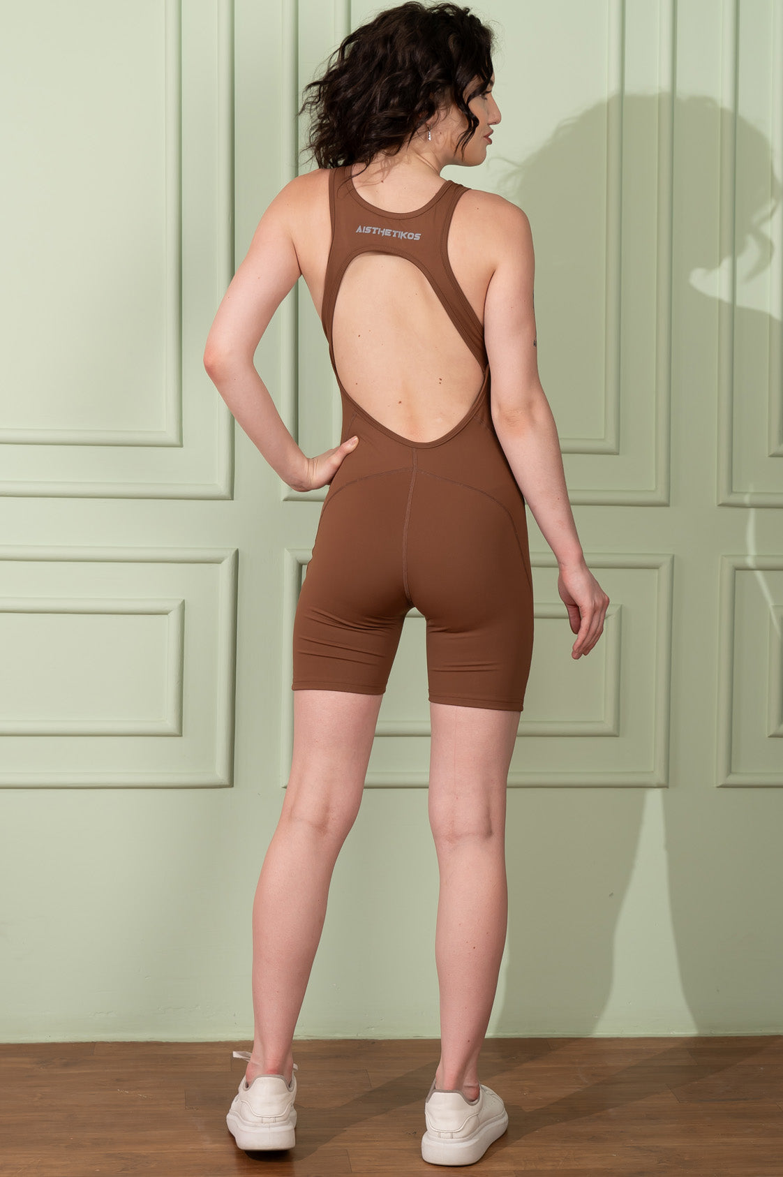 Playsuit With Built-In Bra -Brown