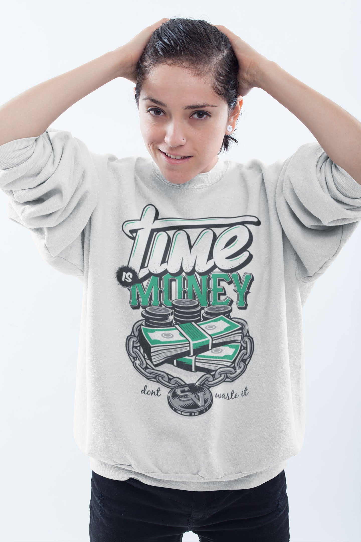 Time Is Money Relaxed Fit Sweatshirt For Women