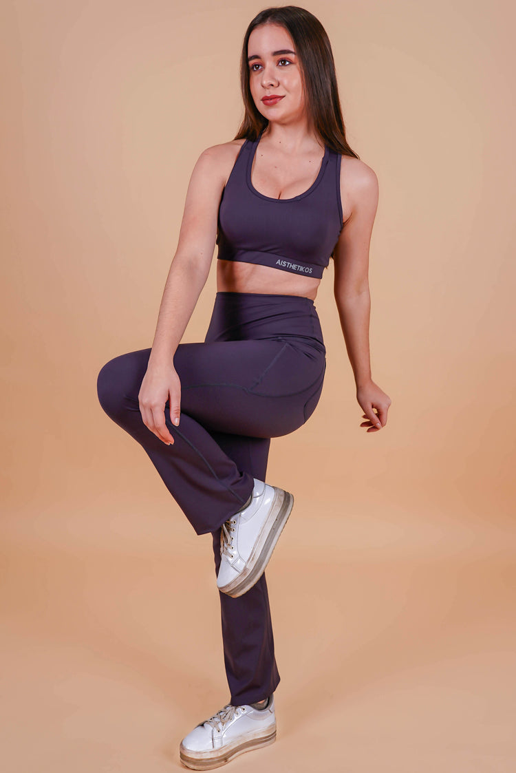 Flared Full Length Leggings for Gym | Yoga | Stepping out Black
