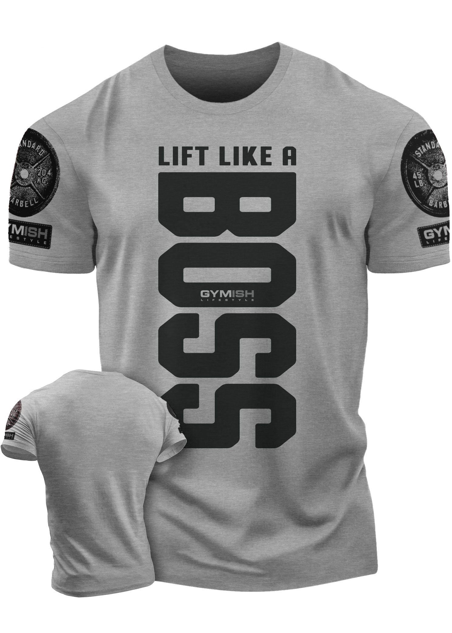 Lift Like A Boss Funny Motivational Workout Gym T-Shirt for Men Small Grey