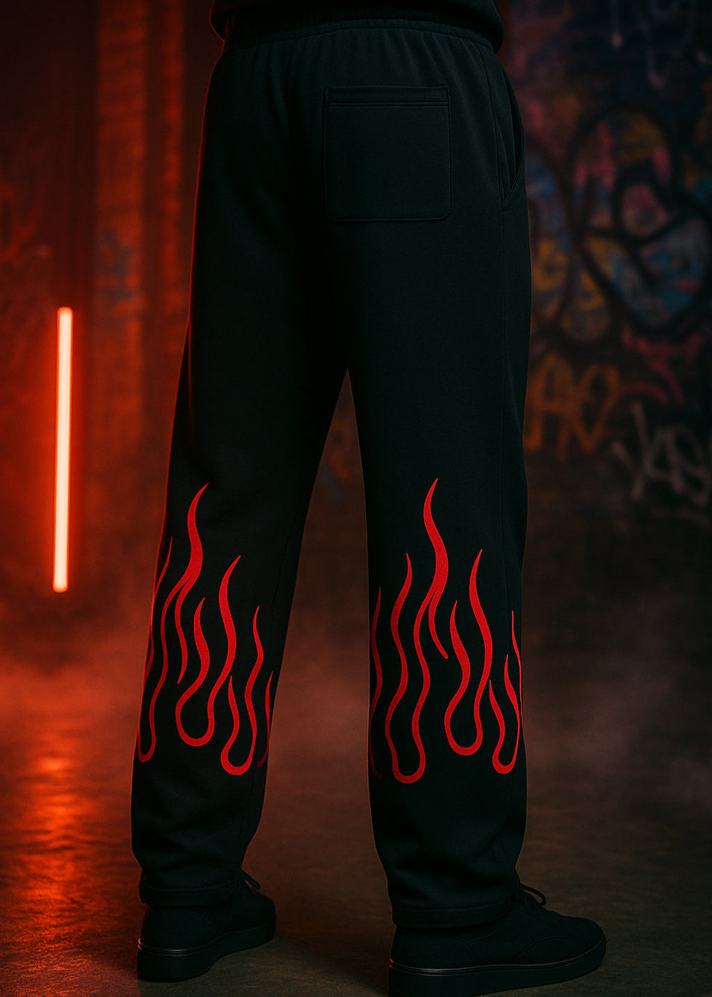 Aisthetikos Inferno Flame Straight-Fit Joggers – Puff Print Streetwear Pants