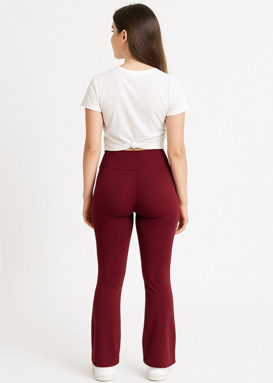 Women's High-Waist Flared Leggings – Black Stretchy, Sculpting, and Stylish