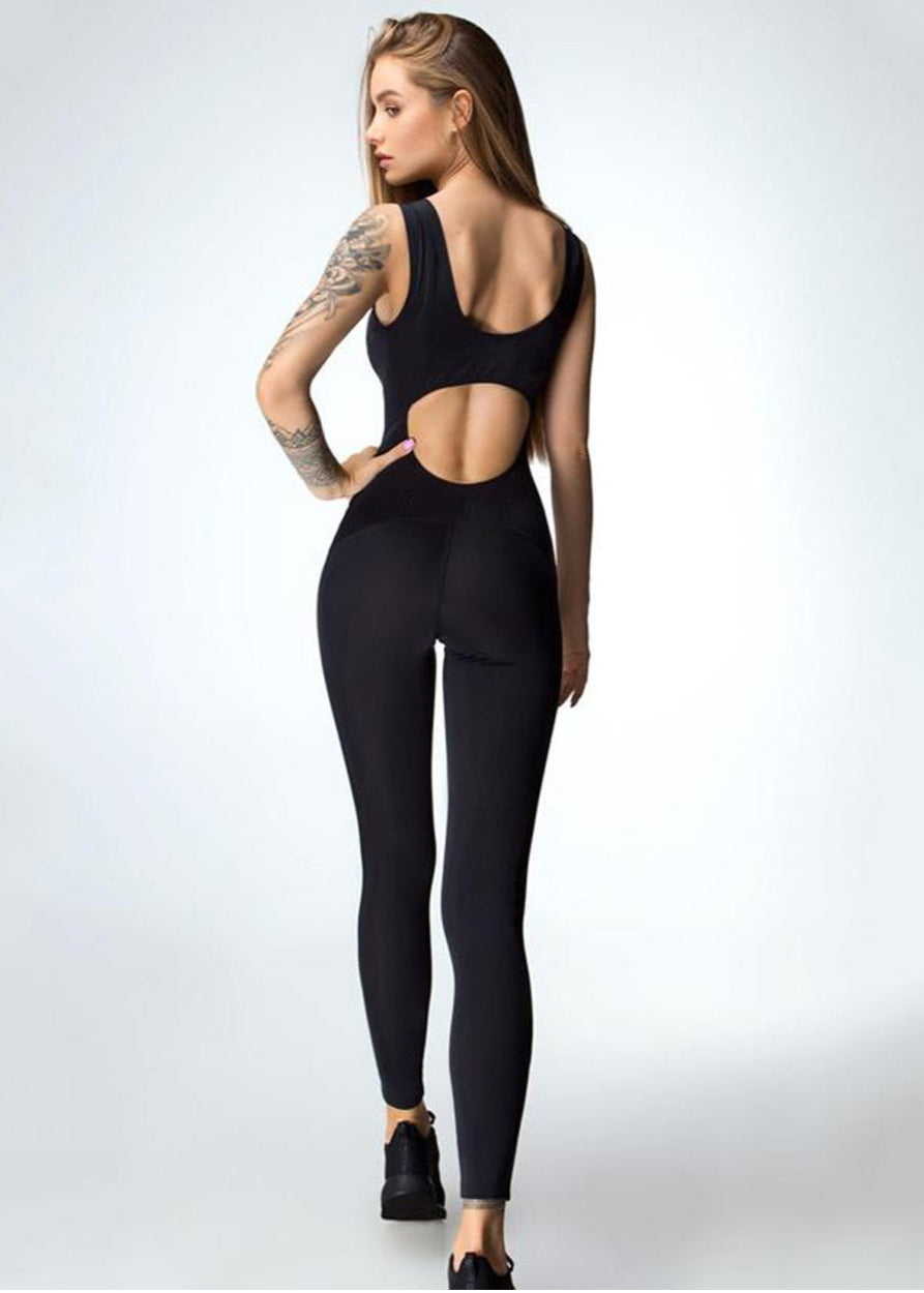 Mesh Black Sleeveless Jumpsuit unitard