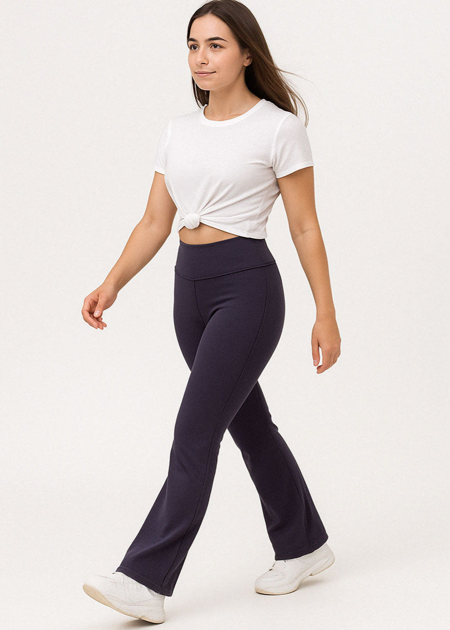 Women's High-Waist Flared Leggings – Black | Stretchy, Sculpting, and Stylish