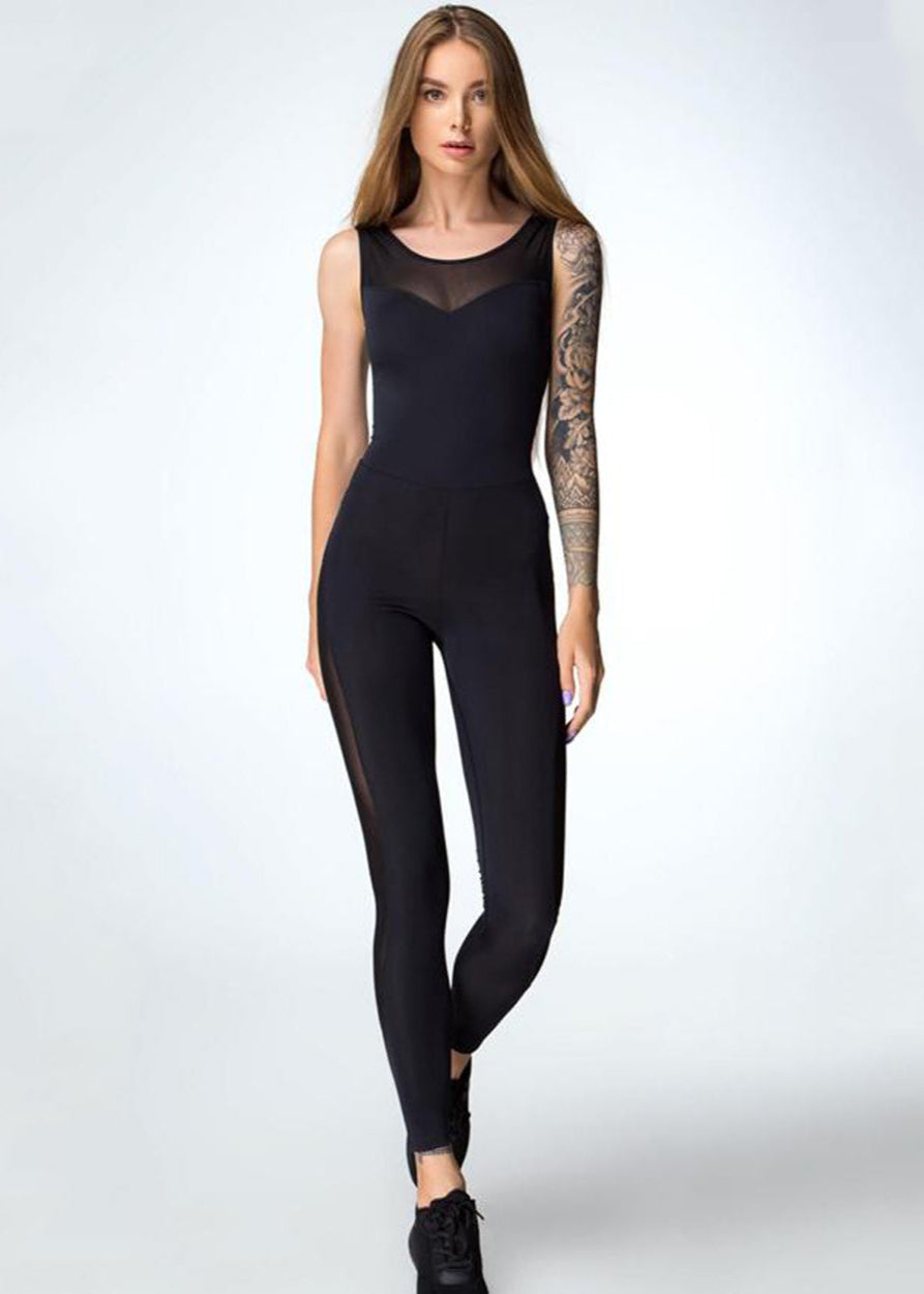 Mesh Black Sleeveless Jumpsuit unitard