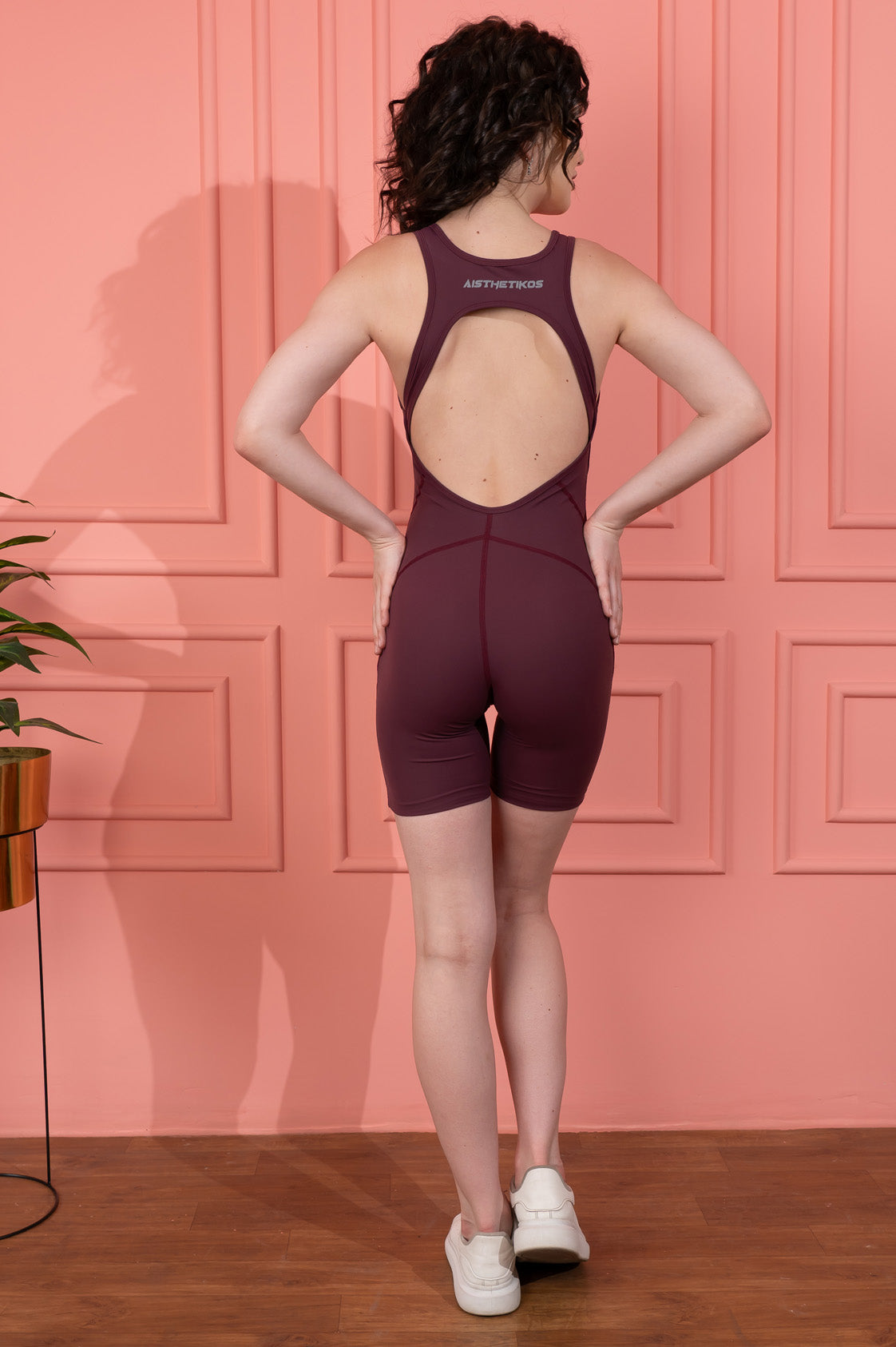 Playsuit With Built-In Bra -Wine
