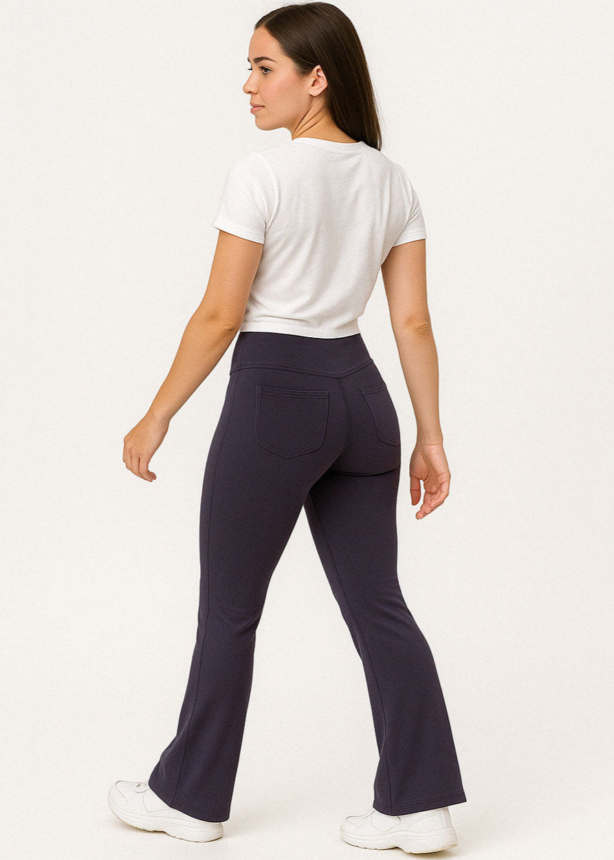 Women's High-Waist Flared Leggings – Black | Stretchy, Sculpting, and Stylish