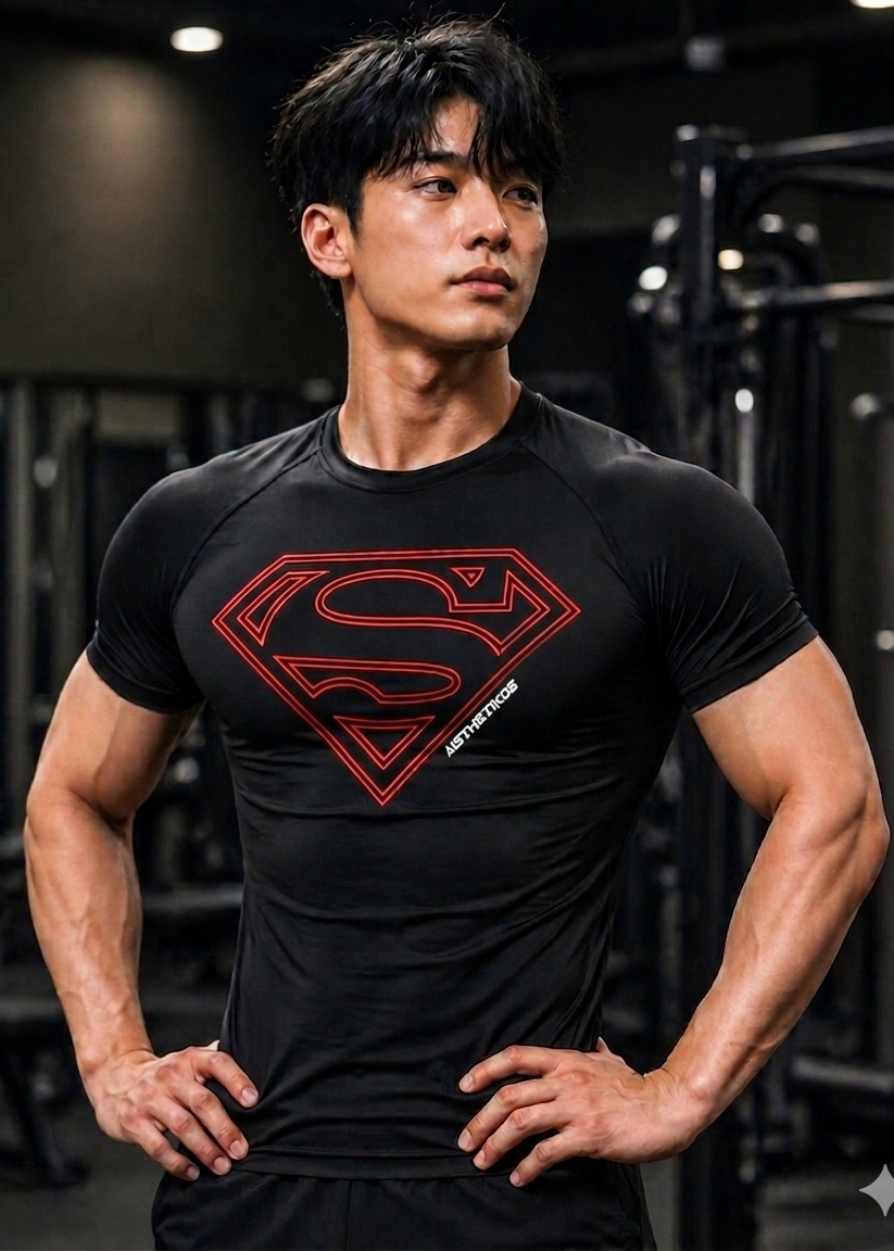 Aisthetikos Superboy Compression Tee – Black (Red Core)