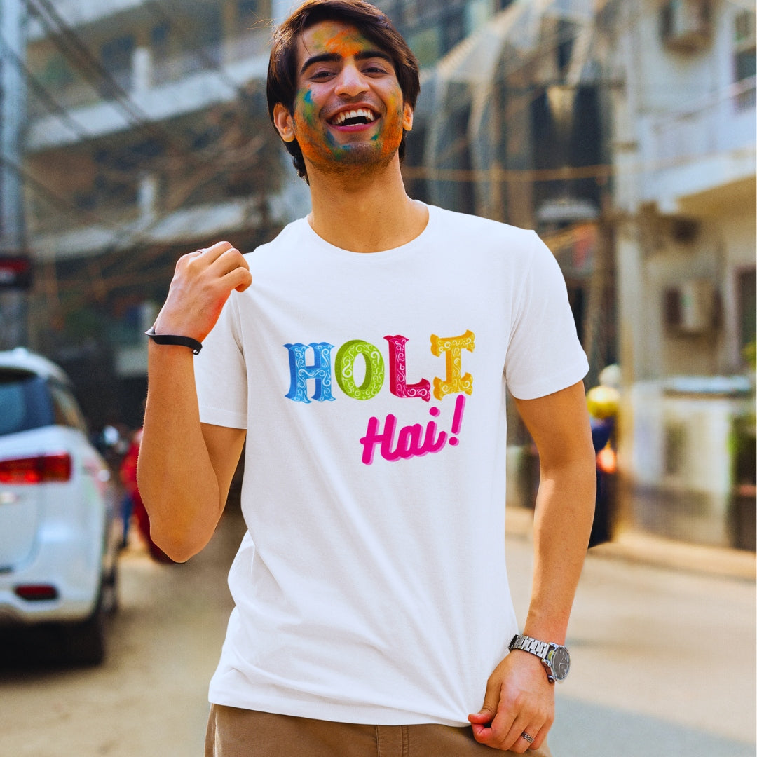 Holi haii T-shirt in White ( Unisex )