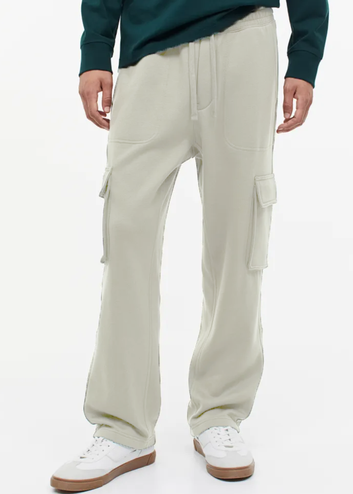 White cargo hot sale joggers mens