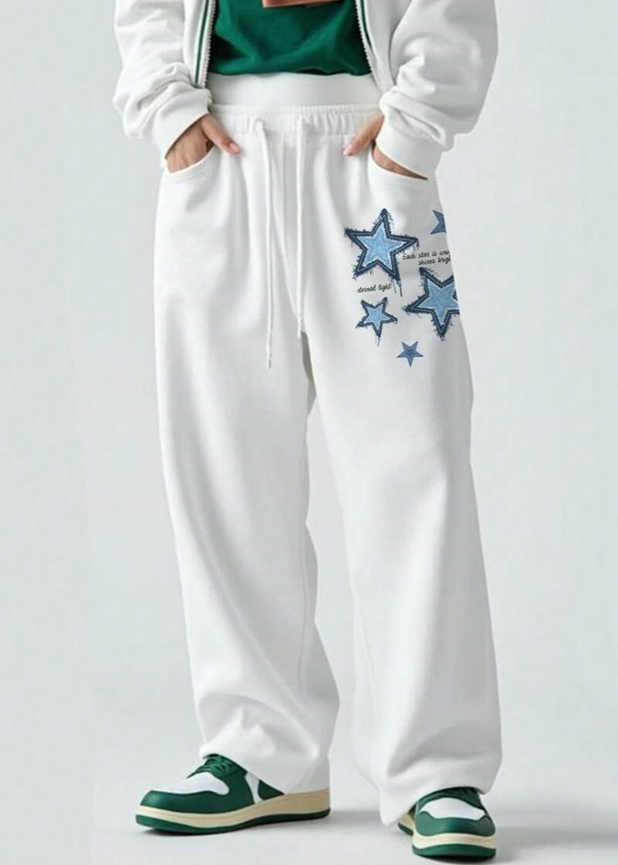 "Starry Drift Joggers" | Men's Casual Sweatpants with Front Tie, Pockets, and Star Print