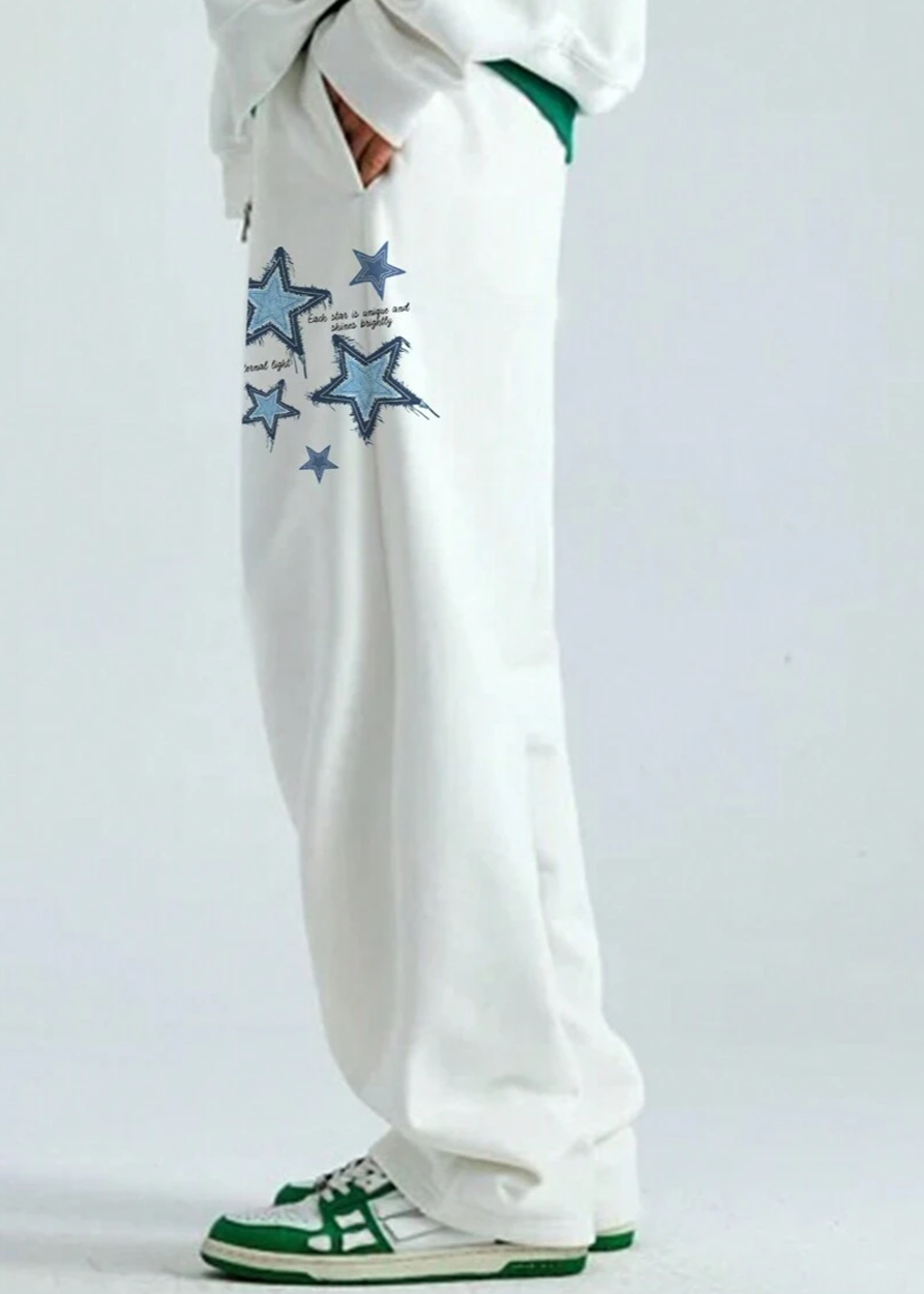 "Starry Drift Joggers" | Men's Casual Sweatpants with Front Tie, Pockets, and Star Print
