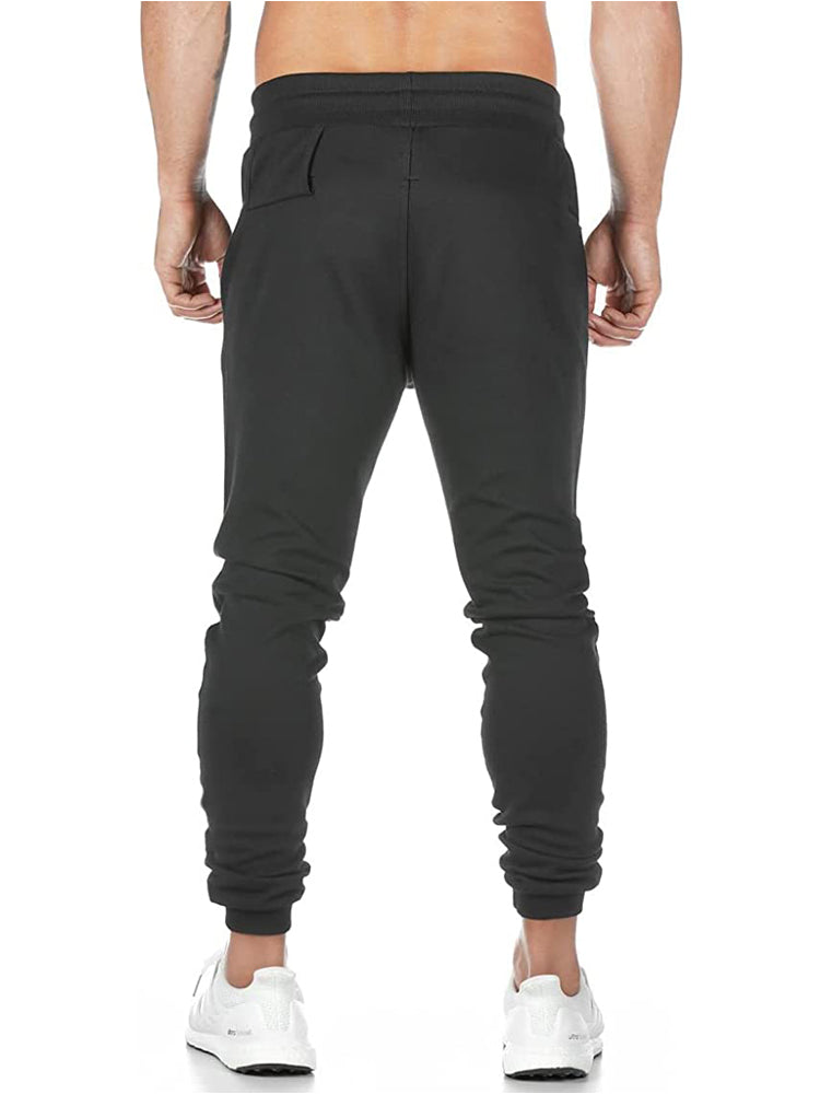 Bonivenshion's Mens Plus Size Joggers Sport Pants Casual Gym Workout  Sweatpants with Zippered Pockets-Black