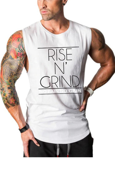 Rise N Grind Gym Drop Arm Tank(White)